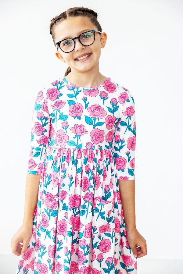 garden-glow-3-4-sleeve-pocket-twirl-dress Mila & Rose - Sophia's StyleTwirl Pocket Dress 3/4-1